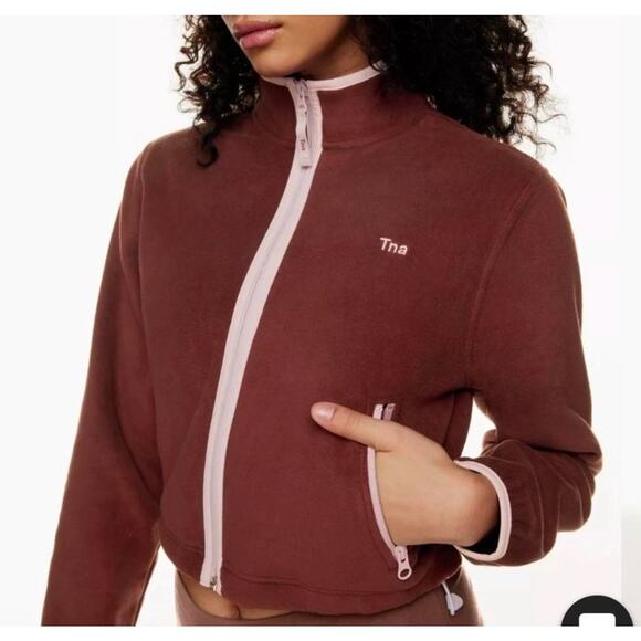 TNA Maroon Jacket with White Trim - Picture 2 of 6